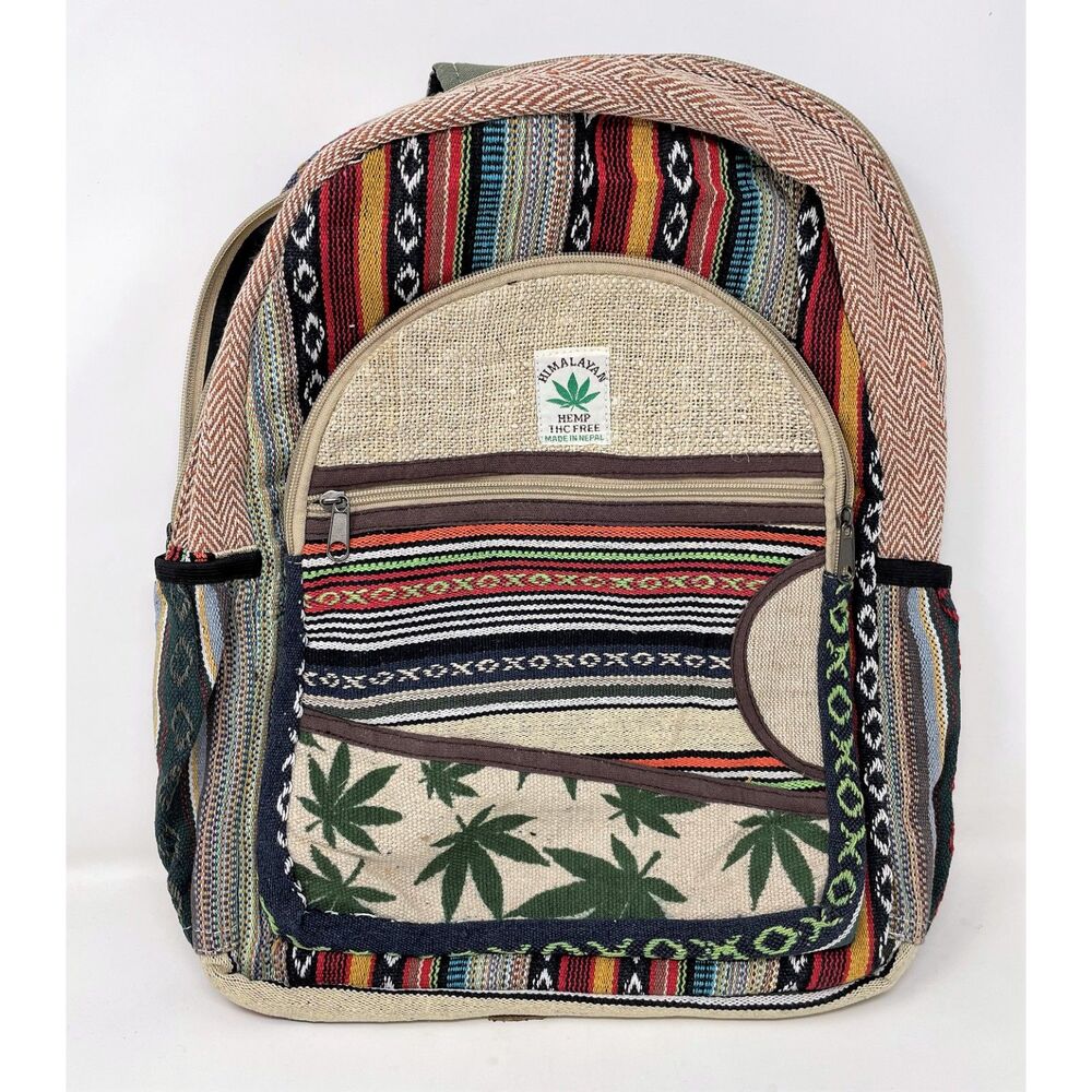 Unique Design100% Himalaya Hemp Backpack multi Pockets (THC FREE) Handmade Nepal - Picture 8 of 8